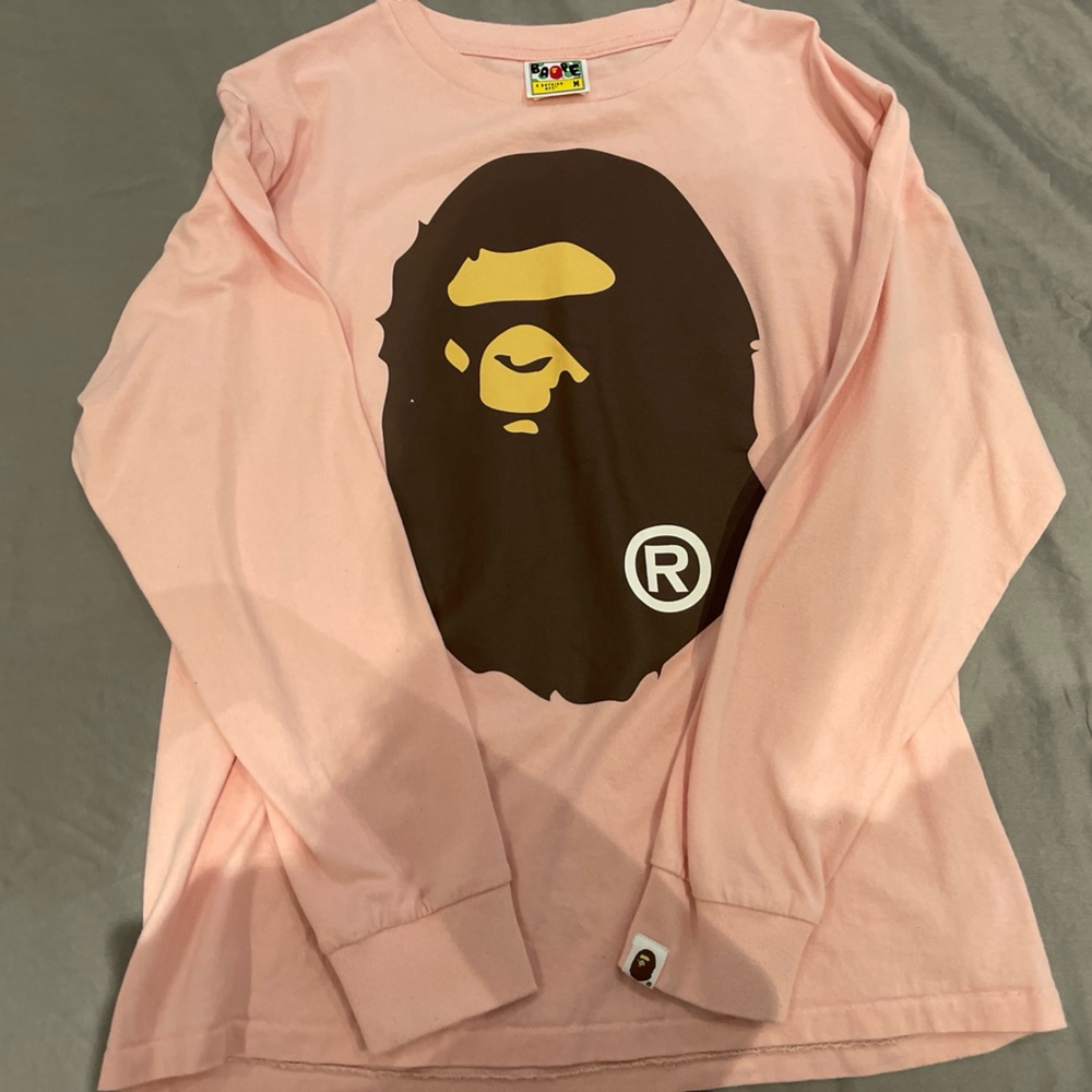 BAPE Pink Ape Head Long Sleeve Tee – Size M